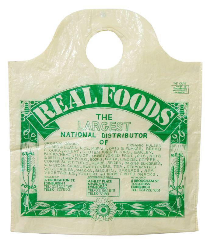 an early real foods carrier bag circa 1980s